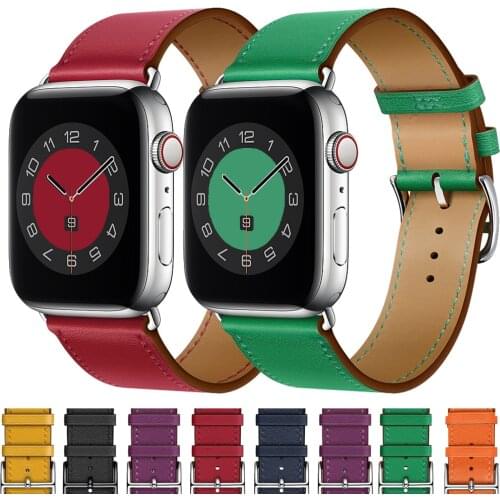 Strap for Apple watch band leather 44mm 40mm 38mm 42 mm iWatch series 6 se 5 4 3 Single tour bracelet Apple watch band 40 44 mm