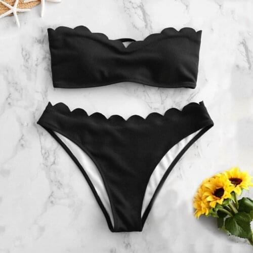 Sexy Bandeau Bikini Swimwear Women Two Piece Ruffle Bikini Set 2020 Summer Beach Push Up Bathing Suit Female Brazilian Swimsuit