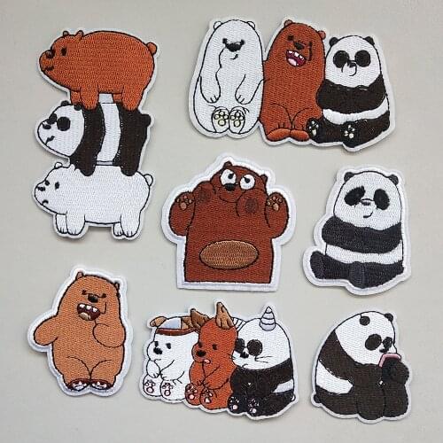 Cute Animal Bear Panda Embroidery Patches Sticker For Clothing Iron On Patch DIY Clothes T-shirt Stickers Applique 408lcf2
