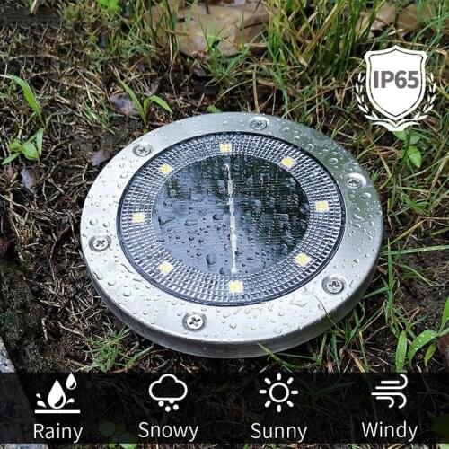 Solar Garden Lights 8 LED Solar Ground Lights Waterproof Garden Light Underground Sensing Landscape Lights for Lawn Pathway