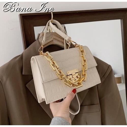 Stone Pattern PU Leather Crossbody Shoulder Bag for Women 2021 Trendy Luxury Solid Color Chain Handbags Female Travel Fashion
