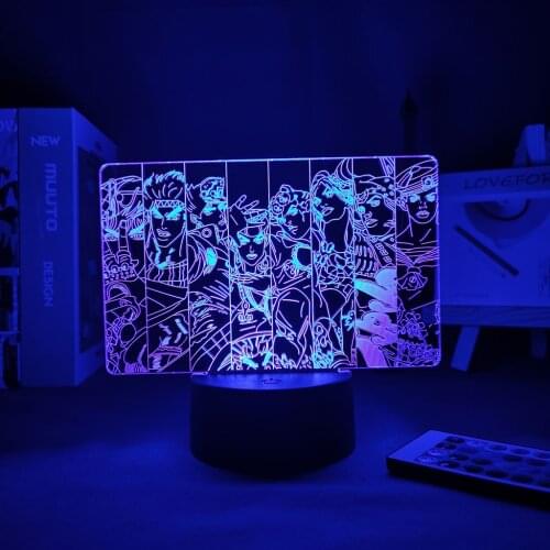 Anime(аниме)Lights Led For Decoration Manga JoJo Bizarre Adventure Group Anime Room Decor USB Light 3D Lamp Bizarre Adventure