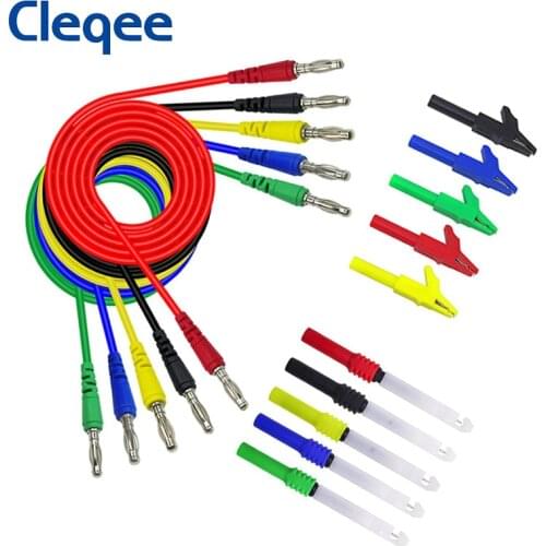 Cleqee P1043B 4mm Banana Plug Test Leads Kit with Saffty Piercing Needle Test Probes + Alligator Clips for Multimeter Testing