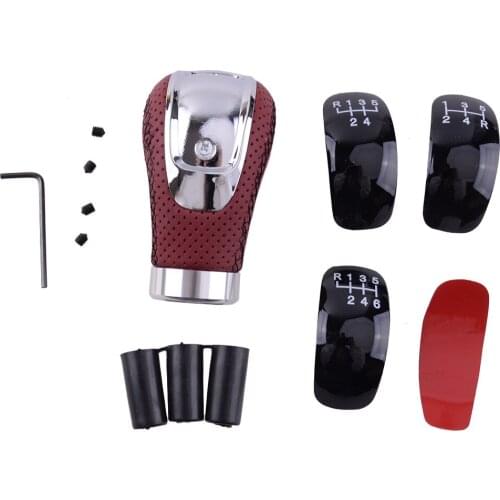 Universal 5 6 Speed Manual Gear Shift Knob Shifter Lever Stick Head with 3 Caps for Cars