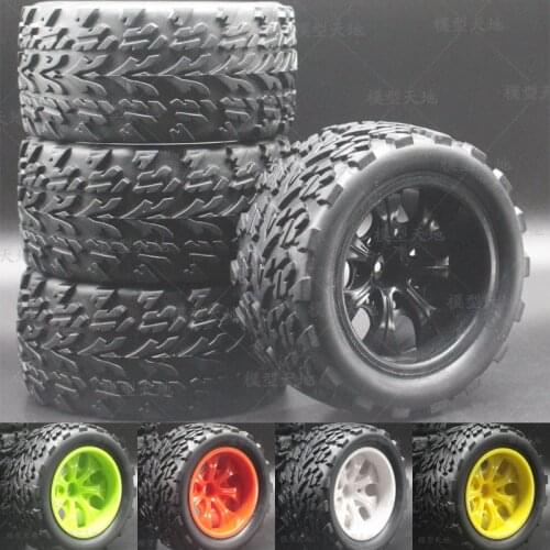 4pc 1/10 Off-Road Car Monster Bigfoot Truck Tires 55*115MM Plastic Wheel Rim Rubber Tyre for HSP HPI 94108 94111 94188 88025