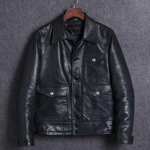 YR!Free shipping.sales.Classic casual quality oil cowhide coat.short slim thick genuine leather garment.vintage style