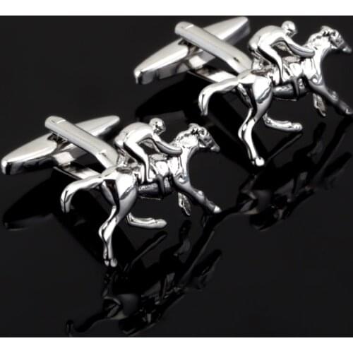 Luxury shirt Silvery horse riding Cufflinks brand for knight Cufflinks For Men Gift for Husband Gift for High Quality Men Gift