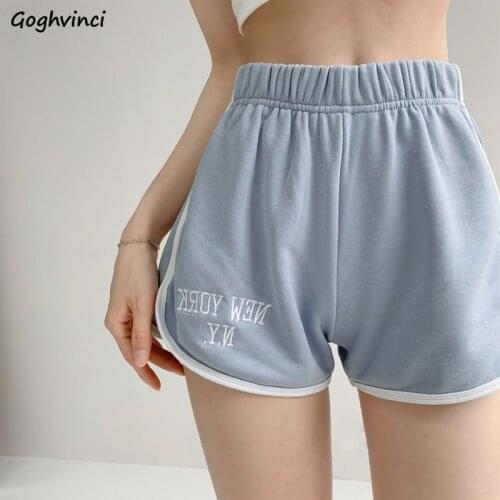 Workout Shorts Women Soft Loose Letter Elastic Waist Running Females Leisure Trendy All-match Students Korean Style Breathable