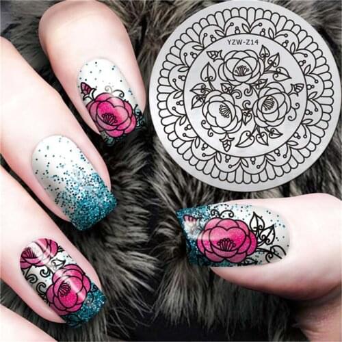 1PC nail art stamping plate tool stainless steel printing seal rose flower for Valentines Day 3D nail art stamper plate FW045