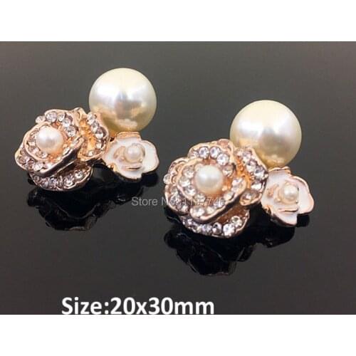 Nail Art Decorations 10pcs 30mm Flat Back Rose Decorations Flower Crystal Decorations for Wedding Embellishment diy Scrapbooking