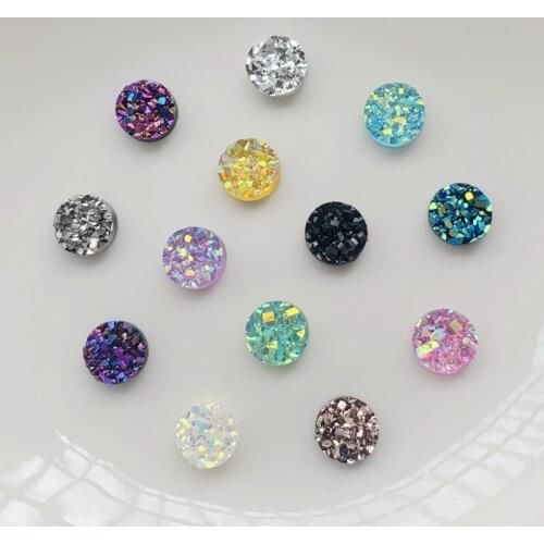 100PCS 8MM Round AB resin ore irregular surface flat back crystal jewelry DIY wedding decoration handmade accessories craft