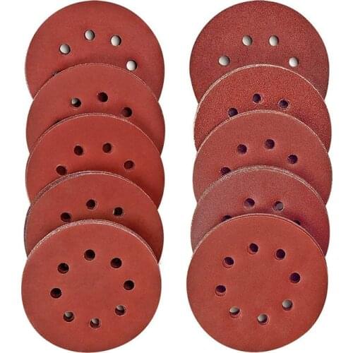 100PCS Woodworking Sanding Discs Pads 60 # 80 # 120 #240# Grits 8-Holes Sandpaper Assorted for Random Orbital Sander