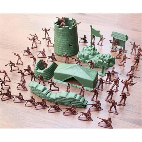 100PCS/set Hobbies For Boys Children Gifts Army Men Soldiers Military Plastic Figurine Action Figure Green Red Toys 4CM Kid Toy