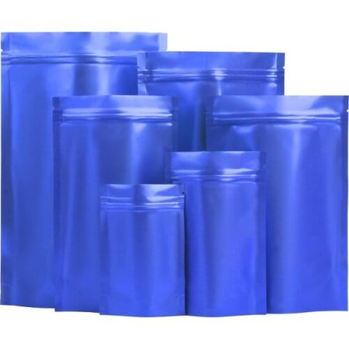 1000pcs/lot Matt Purple Stand up Aluminum Foil Ziplock Bag Snack Cookie Tea Coffee Packaging Bag Doypack Blue Foil Zipper bag