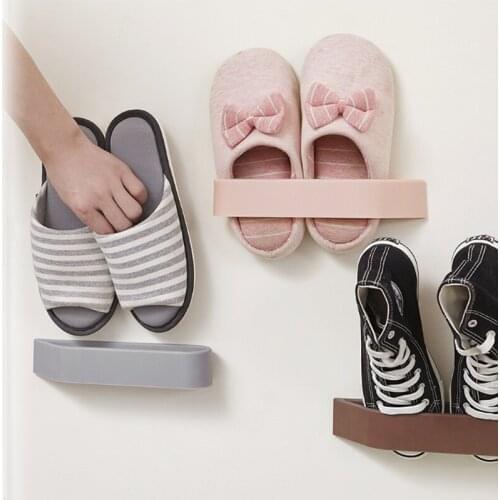 2Pcs Creative Simple Plastic Shoe Rack Wall-mounted Bathroom Slipper Rack Home Door Shoe Storage Rack