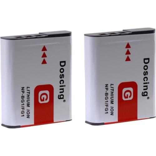 2Pcs NP-BG1 1300mah 3.7V Replacement Digital Camera Batteries for Sony NP-BG1 NP-FG1 DSC-H3 DSC-W70 BC-CSGE BC-CSGD W30 Battery