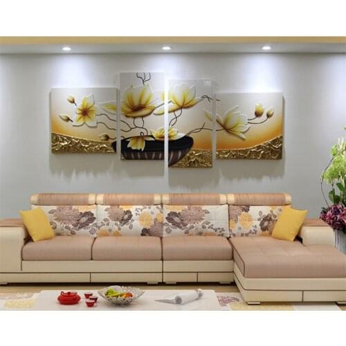 4 paintings /floral diamond embroidery hand room 5d diy diamond painting nursery wall art cross stitch landscape Lotus gold
