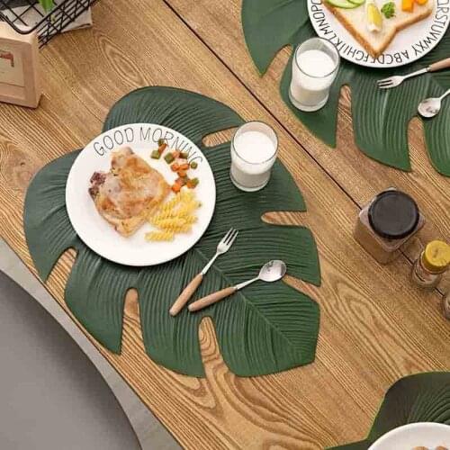 4Pcs Banana Leaf Coaster Table Mat Waterproof Table Cloth Cup Bowel Pot Mat Pad Holder Kitchen Table