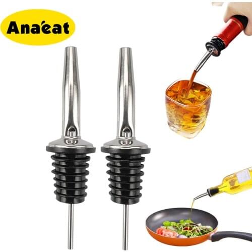 ANAEAT 2PC Hot Wine Stainless Steel Wine Oil Pourer Spout Glass Bottle Pourer Bar Kitchen Utensils