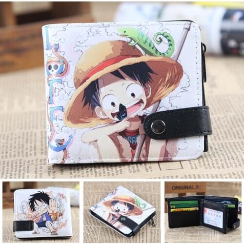 Anime One Piece Chibi Monkey D Luffy PU Short Zero Wallet/Coin Purse/Multilayer Double-button Wallet