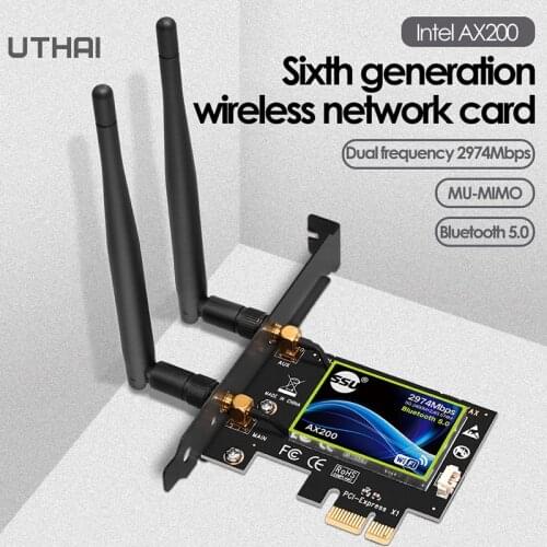 Wireless Dual Band PCI Express WiFi Adapter PCI-E Network Card WIfi 6 Intel AX200 2.4G/5G With Antennas Desktop PC Windows 10