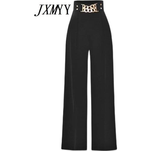 JXMYY High-Waist Wide-Leg Pants Spring 2021 New Womens Fashion Suit Trousers Casual Straight Loose, Thin And Long Legs