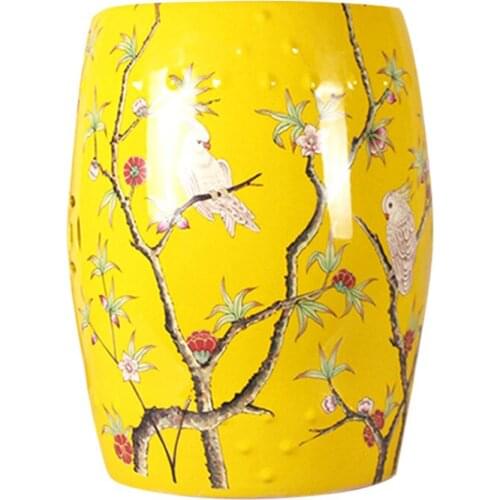 Jingdezhen Ceramic Painted Parrot American Porcelain stool Tea Table Drum Dressing stool bathroom hotel porcelain ceramic stool