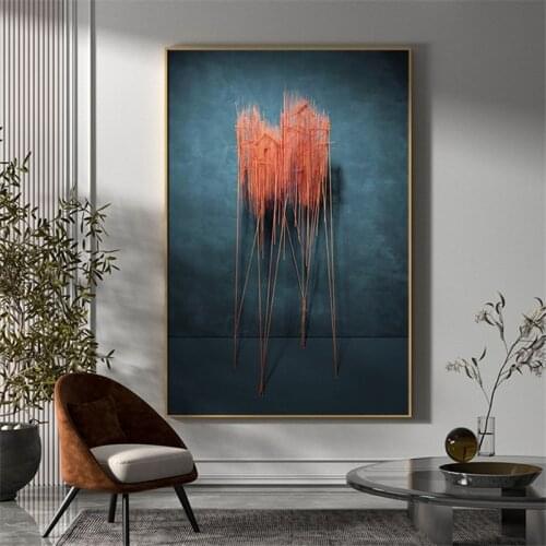 Nordic Dimensional Decorative Paintings Minimalist Orange Blue Canvas Posters Wall Art Prints Interior Room Home Decor Pictures
