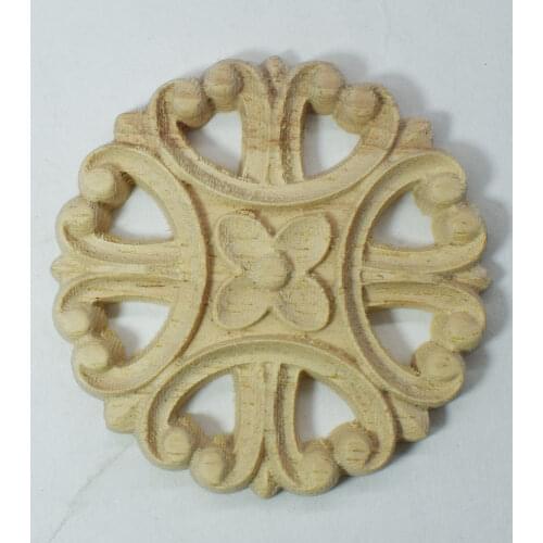 Wood Applique Round Onlay Applique Wooden Carving Decal Furniture Wall Corner Vintage Home Decor for Cabinets Windows Mirrors