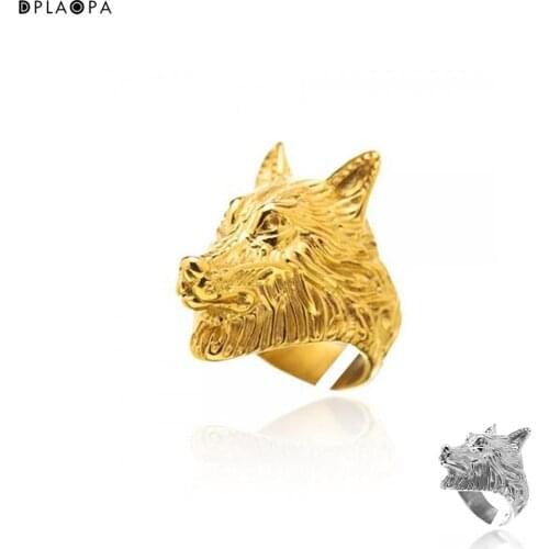 DPLAOPA 925 Sterling Silver Gold Coated Silver Anillo Wolf Gold Animal Ring Women Luxury Jewelry Clips Round Fine Jewels