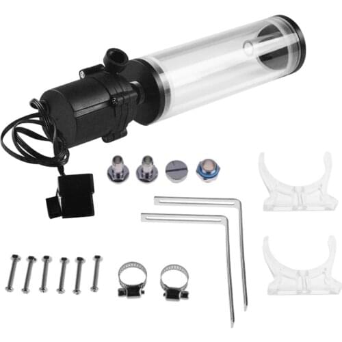 G1/4" Thread XHC8+160mm Cylinder Computer Water Tank 12V 19W PC Water Cooling SC600 Pump Radiator Waterblock Holder Kit For CPU