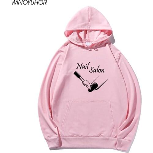Nail Salon Sweatshirts Womens Fashion Letter Printing Hoodies Autumn Harajuku Casual Kawaii Long Sleeve Hoody Mujer Womens