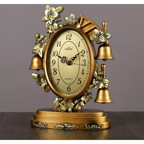 ART LUXURY TABLE CLOCK VINTAGE BEDROOM EUROPEAN ANTIQUE CREATIVE SILENT DESKTOP DESK CLOCK RELOJ MESA HOME DECOR CRAFTS DA60ZZ