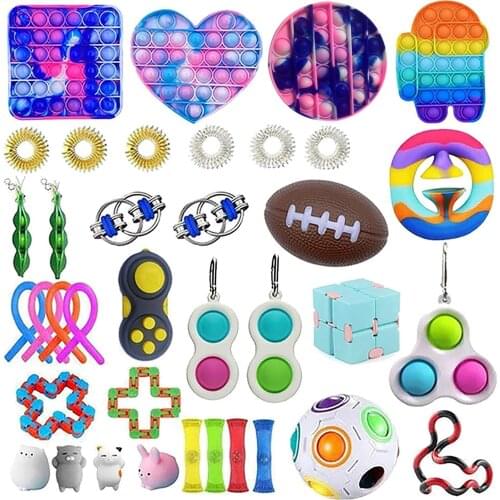 Sensory Fidget Toys Set Adult Kids Funny Antistress Toys Push Bubble Fidget Sensory Toy Autism Special Needs Stress Reliever Toy