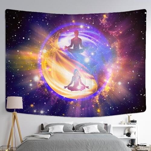 Indian Buddha Statue Tapestry Wall Hanging Mandala Psychedeli Yoga Men Women Meditation Carpet Boho Decor Background Cloth