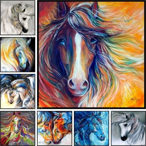 Full Square / Round Diamond Painting Animals Horses Diamond Embroidery Crystal Mosaic Picture Beaded Cross Stitch Hobby & Crafts