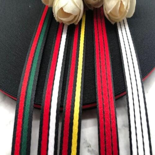 10mm Green red yellow polyester Webbing ribbon stripes Grosgrain Ribbon DIY Clothing handmade sewing accessories gift ribbon