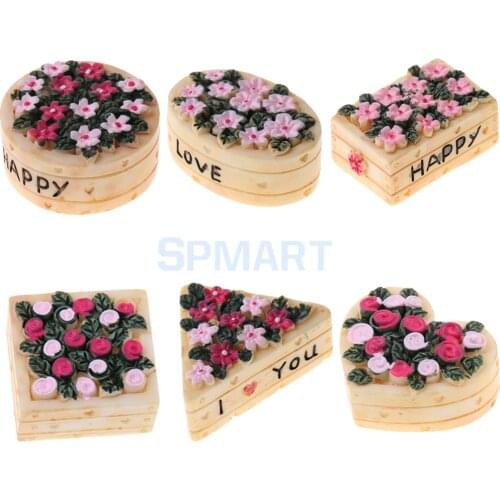 1/12 Scale Dollhouse Miniature Geometry/Heart Resin Flower Basket Model Fairy Garden Decoration