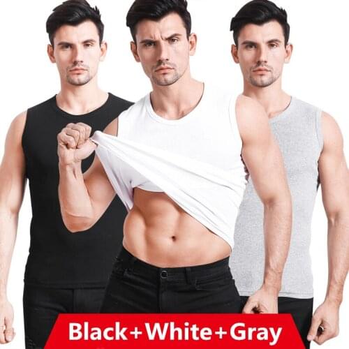 3Pcs/Lot Wide Shoulder Men Cotton Tank Tops Underwear Undershirt Transparent Shirts Male Body Shaper Fitness Vest Singlets