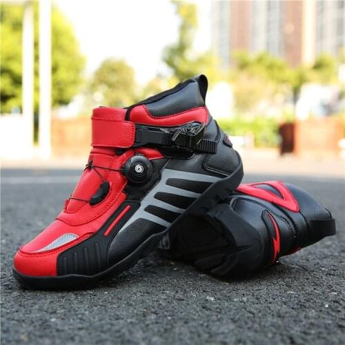 MJ MOTO Motorcycle Shoes Men/Women Ankle Locomotive Motocross Racing Boots Off Road Bike Shoe Self-Locking Ultralight Athletic