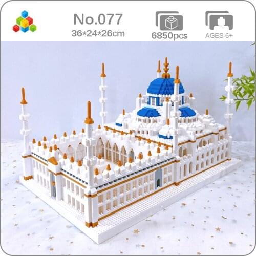YZ 077 World Architecture Turkey Dome Blue Mosque Temple Castle DIY Mini Diamond Blocks Bricks Building Toy for Children no Box