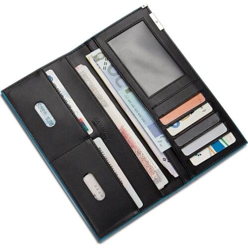 New Mens Long Wallets Large Capacity Blue Side Wallets Fashionable Ultra-thin Practical Id Card Holders Money Purses Gifts