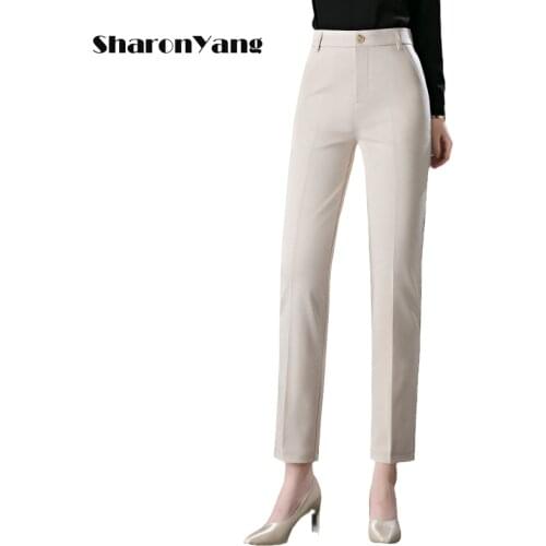 2021 New Autumn High Waist Suit Pants Women Straight Pants Casual Plus Size Trousers Ladies Working Women Work Pants