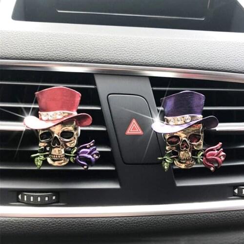 Flower Skull Car Accessories Interior Decor Car Air Freshener Auto Outlet Perfume Clip Car Scent Smell For Car Ornaments Gifts