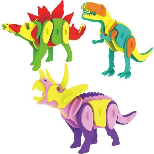 3D Cartoon Dinosaur Puzzle DIY Handmade Toys For Children Boys Educational EVA Foam Assembled Puzzles Toy Tyrannosaurus Rex
