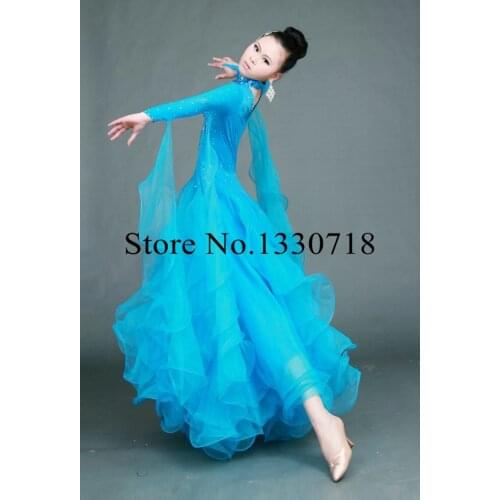 Hot New 10 Colors Luxurious Girls Standard Ballroom Dance Expansion Dress,Waltz/Tango/Galop Romantic & Elegant Performance wear