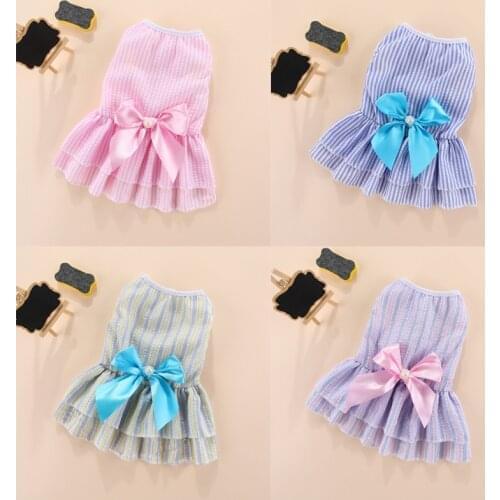 Vertical Stripes Dog Dresses Summer Small Dog Clothes Ropa Perro Chihuahua Cute Skirt Puppy Princess Dress Yorkshire Pet Clothes