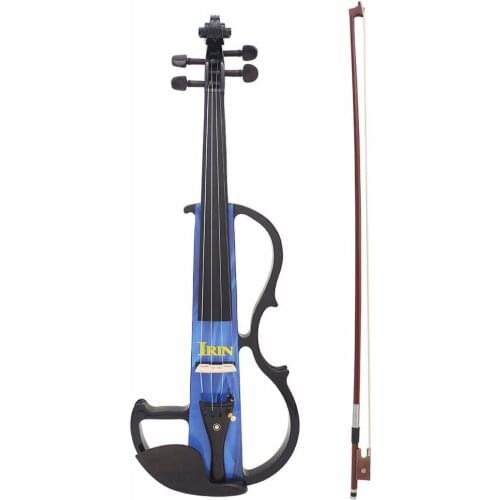 Full Size 4/4 Electro acoustic Violin Maple Wood Stringed Instrument Ebony Fretboard Chin Rest with Connecting Cable Earphon