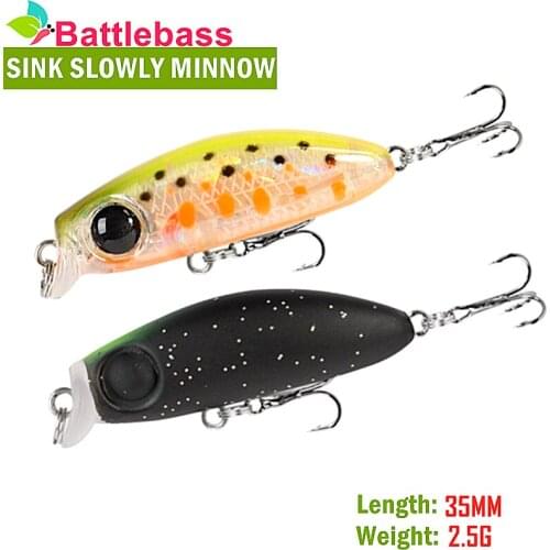 BATTLEBASS Slowly Floating Mini Minnow UL fishing Lure and Wobbler for Trout 5mm 2.5g quality professional minnow