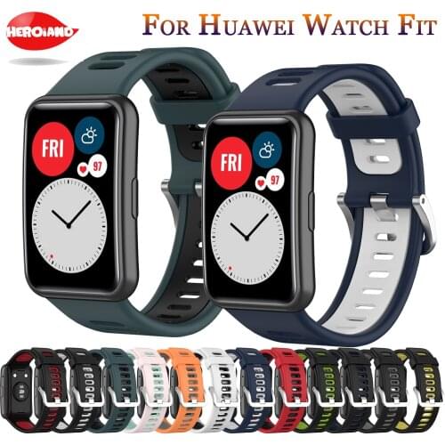 Rubber Strap for Huawei Watch Fit Smart Wristband Bracelet Accessories High Quality Replacement Sport Band Protector Case Shell
